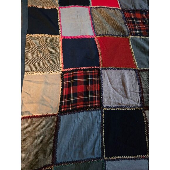 Vintage Handmade Patchwork Throw Blanket Reading Blanket Grannycore - Picture 5 of 12
